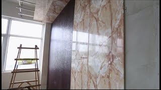 PVC marble laminated sheet and ceiling wall panel installation [upl. by Leibarg]