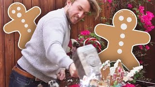 GINGERBREAD HOUSE SMASHING CHALLENGE Squad Vlogs [upl. by Kelton813]