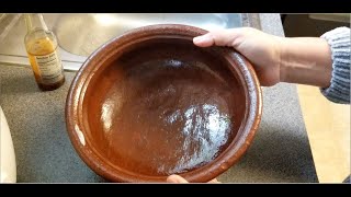 HOW TO SEASON A NEW UNGLAZED CLAY COOKING POT BEFORE FIRST USE  4K UHD [upl. by Dadirac]