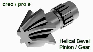 Creo Tutorial10  Design of Helical Bevel Gear  Pinion [upl. by Leyla]