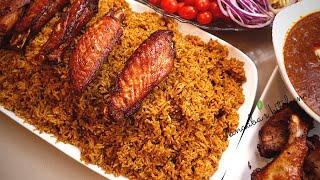 COOK MY CROWD PLEASING SMOKY PARTY JOLLOF RICE WITH ME ❤️nanaabaskitchen [upl. by Kind]