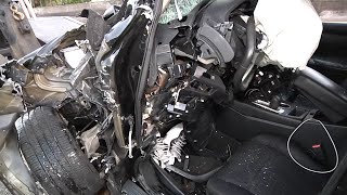 Fatal WrongWay HeadOn Vehicle Crash  Body Entrapped In Wreckage Of Car  Close Up Video At End [upl. by Landy]