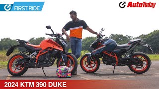 2024 KTM 390 Duke Review  First Ride [upl. by Elbertine914]