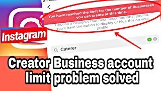 How to fix You have reached the limit number of Business account Instagram  Instagram limit problem [upl. by Nnailuj]