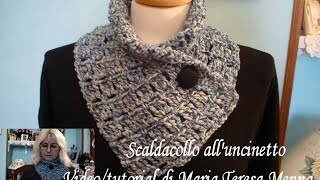 Scaldacollo alluncinetto Video tutorial Scarf crochet [upl. by Elocn]