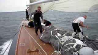 Spinnaker takedown onboard the J Class Yacht Hanuman [upl. by Ferrel]