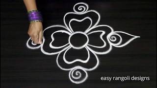 Beginners freehand rangoli kolam designs  simple muggulu without dots [upl. by Soneson521]