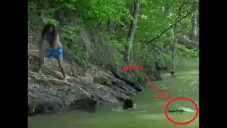 Crazy Man Jump On Alligator To Save His Friend [upl. by Prunella]