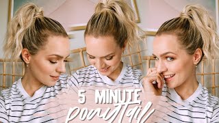 My 5 Minute Ponytail Routine Short Hair  KayleyMelissa [upl. by Initirb420]