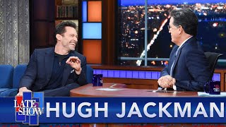 Hugh Jackman Returns To Broadway To Rehearse quotThe Music Manquot With Stephen Colbert [upl. by Colleen648]