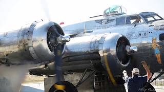 B17G Flying Fortress Engine Start Takeoff Landing  Palm Springs Air Museum [upl. by Vernen]