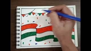 Happy Republic Day Drawing Easy  India Flag Drawing [upl. by Cartwright]