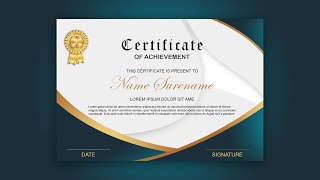 Modern Certificate Design  Photoshop CC Tutorial [upl. by Yhtomit]