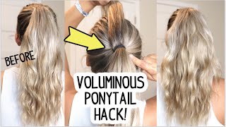 1 MINUTE PERFECT PONYTAIL HACK Lots of Volume [upl. by Suckram]