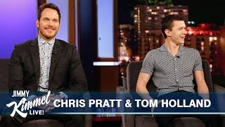 Tom Holland Surprises Chris Pratt [upl. by Ahsiener]