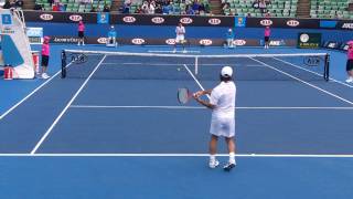 Fabrice Santoro warms up for last match [upl. by Kolnick]