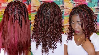 HOW TO DO CURLY END BOX BRAIDS  DIY SHORT GODDESS BOX BRAIDS Vivian Beauty and Style [upl. by Xyla172]