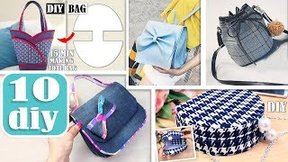 10 AWESOME DIY BAG TUTORIALS  Cut amp Sew Purse Bag Designs Making During 25 MIN [upl. by Ardie286]