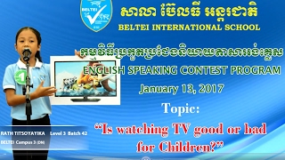 148 BELTEI IS Student English Speaking Contest 2017 7th 1st Place ESL Level 3 Cambodia [upl. by Razal175]