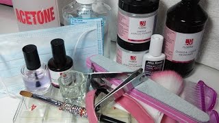 LISTA DE MATERIALES PARA APLICACION DE UÑAS ACRILICAS quotCURSO BASICO PARTE 1quot [upl. by Sirhc217]