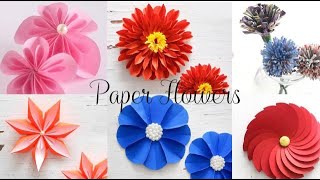 6 Easy Paper Flowers  Flower Making  DIY [upl. by Lonergan68]