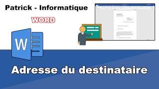 Tuto Word 2019  Placer ladresse du destinataire [upl. by Ttirrej]