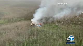 New video shows wreckage from helicopter crash that killed Kobe Bryant 8 others  ABC7 [upl. by Hanoj343]