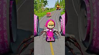 Weird Cars Going Down to Bollard Barbie Crash in BeamNGdrive [upl. by Teodorico]