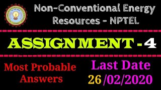 NCERNPTEL  Assignment  4 Answers  2020  Non Conventional Energy Resources [upl. by Gunner]