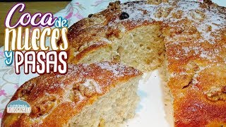 Coca de nueces y pasas o pan dulce de nueces y pasas  Receta tradicional  Loli Domínguez [upl. by Alemat]