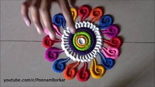 Easy rangoli patterns  3  Small quick and easy rangoli designs  Easy Rangoli by Poonam Borkar [upl. by Ramuk]