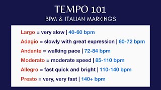 Tempo 101  BPM amp Italian Markings [upl. by Oruasi]