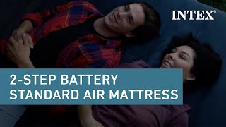 Intex® 2Step AA Battery Inflation Standard Air Mattress QuickStart Video [upl. by Anhavas]