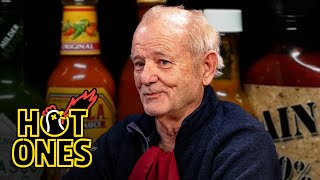 Bill Murray Doesn’t Flinch While Eating Spicy Wings  Hot Ones [upl. by Grube]