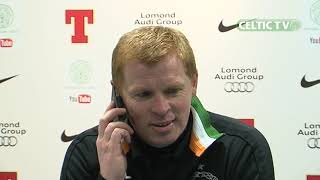 quotIts for youhooquot  Celtic Manager Neil Lennon answers phone during media conference 19012013 [upl. by Denis]