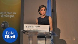 Spains Queen Letizia delivers impassioned speech on climate  Daily Mail [upl. by Bille902]