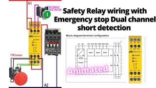 How to wire Safety Relay  Emergency Stop Dual Channel Monitoring with reset  Easy Explained [upl. by Gile948]