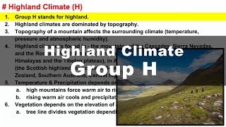 Koppen Scheme  Highland Climate H  UPSC IAS Geography [upl. by Hopfinger]