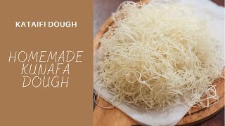 How To Make Kunafa Dough Homemade Kataifi Pastry  Shredded Phyllo Dough [upl. by Ettenrahs]