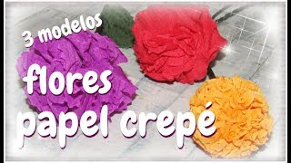 FLORES DE PAPEL CREPE SENCILLAS 3 MODELOS  paso a paso [upl. by Burch]