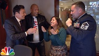 Jimmy and Dwayne Johnson Surprise Tonight Show Staffer with Military Homecoming [upl. by Grigson970]