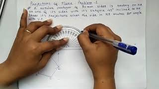 PROJECTIONS OF PENTAGON PLANE RESTING ON HP SURFACE AND SIDE IS INCLINED WITH HP AND VP [upl. by Notsua]