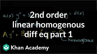 2nd order linear homogeneous differential equations 1  Khan Academy [upl. by Frame518]