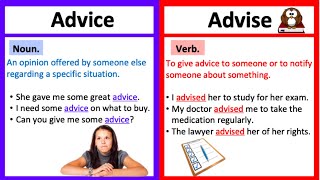 ADVICE vs ADVISE 🤔 Whats the difference  Learn with examples [upl. by Ruthe476]