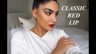 CLASSIC RED LIP  MAKEUP TUTORIAL [upl. by Aihseym]