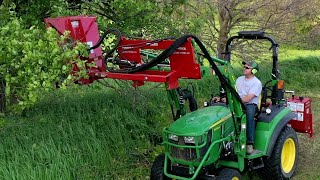 Mow Tree Limbs From Tractor Loader Mounted Rotary Cutter [upl. by Eivets]