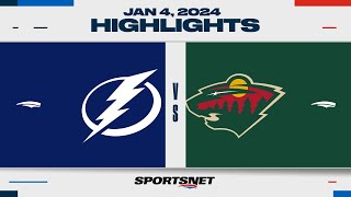 NHL Highlights  Lightning vs Wild  January 4 2024 [upl. by Martsen]