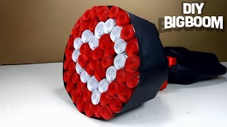 HOW TO MAKE PAPER FLOWER BOUQUET Heart Shape TUTORIAL EASY STEP BY STEP 2018 [upl. by Gaither]