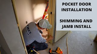 Pocket Door Installation  Shimming and Installing Jambs [upl. by Natsyrt404]