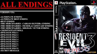 Resident Evil 3 Nemesis USA PlayStation  All Endings amp All Epilogue Files  Secret Message [upl. by Deehsar]